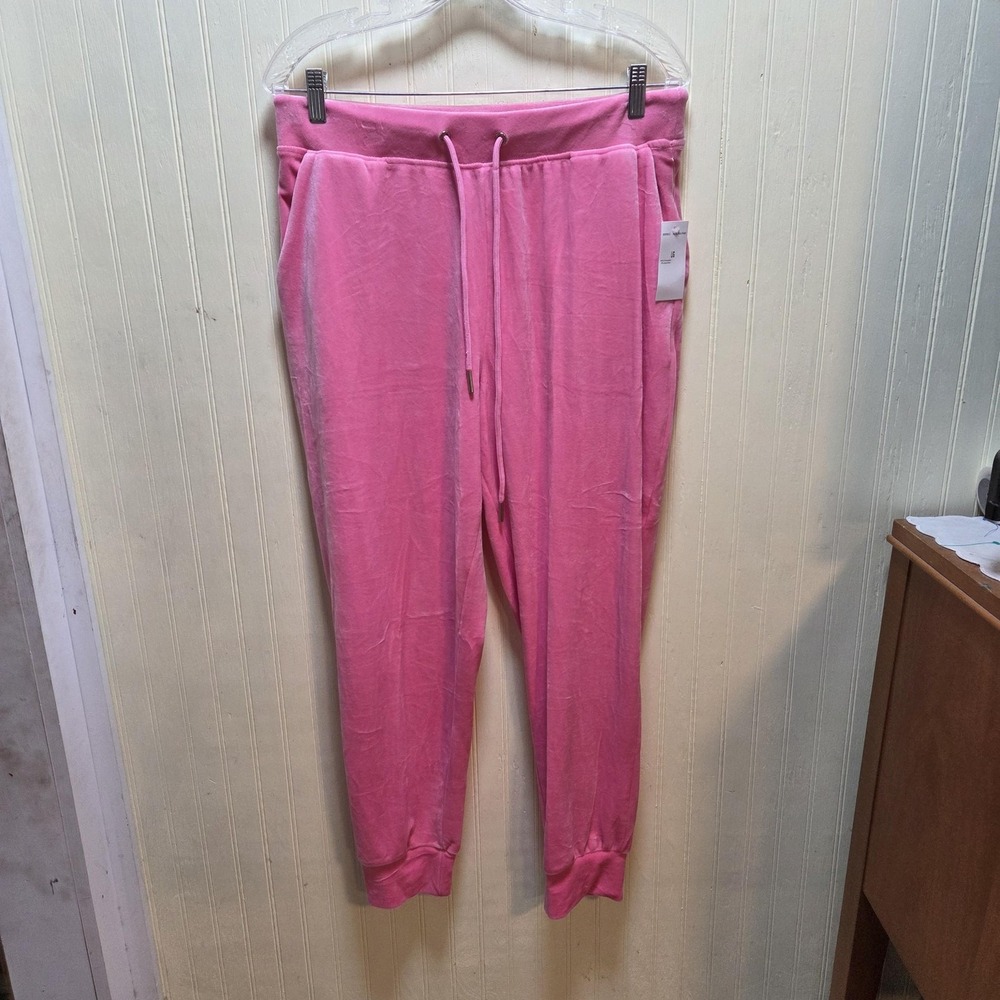 Truth By Republic Jogger Pants Womens L Pink Velour Elastic‎ Waist Drawstring